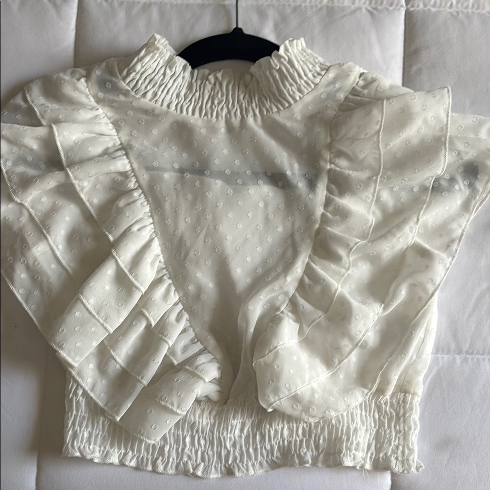 Elegant White Ruffled Blouse